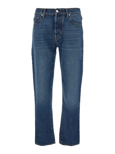 Jacob Cohen Edo Blue Five-pocket Jeans With Logo Patch On The Back In Denim Man