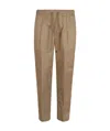 Jacob Cohen Camel Brown Low Carrot Fit Pants With Ruffled Details In Brown