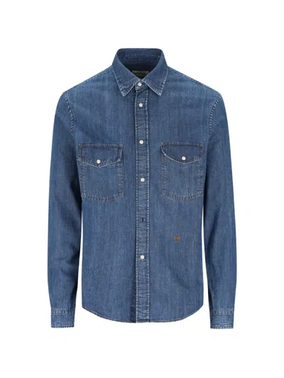 Jacob Cohen Embroidered Denim Shirt In Blue