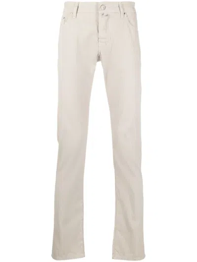 Jacob Cohen Embroidered-logo Straight-leg Trousers In Nude