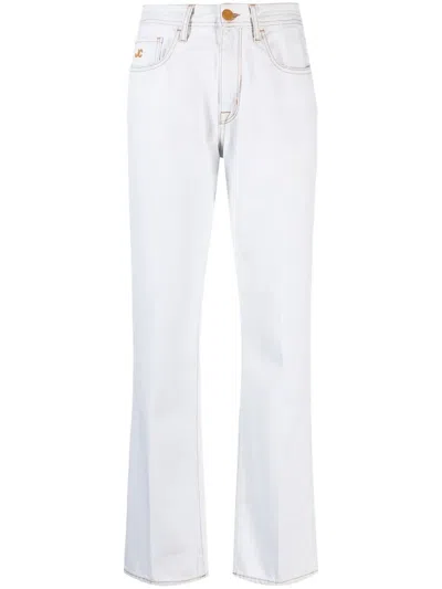Jacob Cohen Embroidered-logo Tapered Jeans In Blue