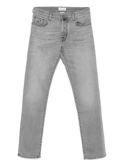 Jacob Cohen Embroidered-pocket Jeans In Gray
