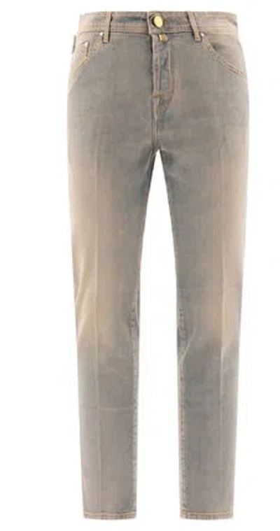 Jacob Cohen Faded Blue Denim Cropped Jeans In Gray