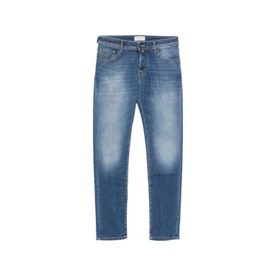 Jacob Cohen Faded-effect Logo-patch Jeans In Blue