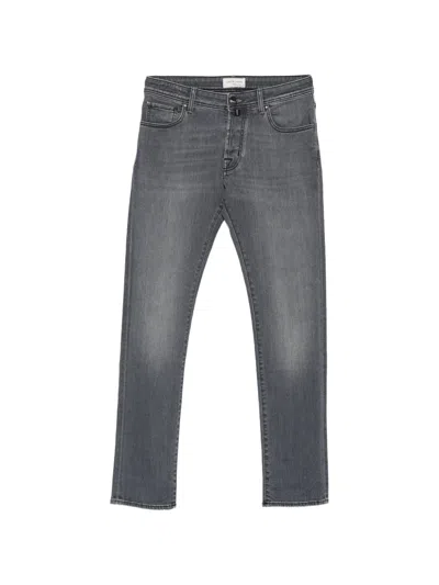 Jacob Cohen Faded-effect Logo-patch Jeans In Gray