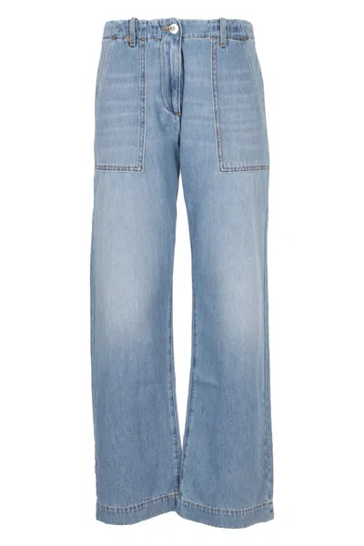 Jacob Cohen Fatigue Fit Lily Wide-leg Cropped Jeans In Blue