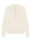 Jacob Cohen Long-sleeved Polo Shirt In Soft Beige Cotton Jersey In Neutrals