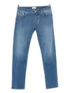 Jacob Cohen Tailored Blue Cotton Blend Jeans With Subtle Fade In Blue