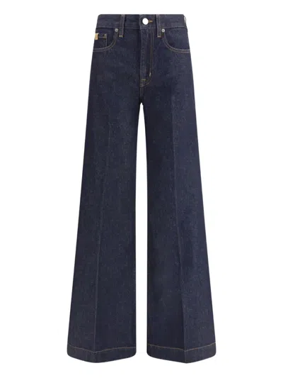 Jacob Cohen Wide Leg Jeans In Dark Blue Denim