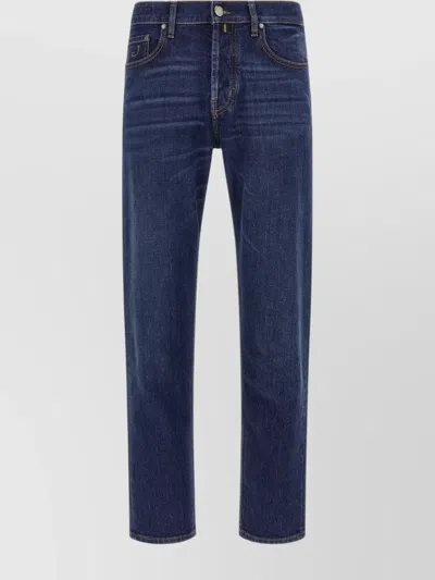 JACOB COHEN FIVE-POCKET JEANS WITH BELT LOOPS AND CONTRAST STITCHING