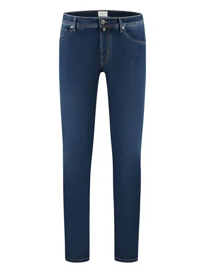 Jacob Cohen Five-pocket Logo-patch Jeans In Blue