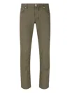 Jacob Cohen Five-pocket Logo Patch Trousers In Green
