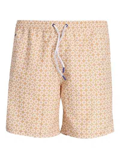 Jacob Cohen Floral-print Drawstring Swim Shorts In Neutral