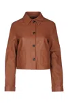 Jacob Cohen Leather Jacket Collared Neck Front Pockets In Multi