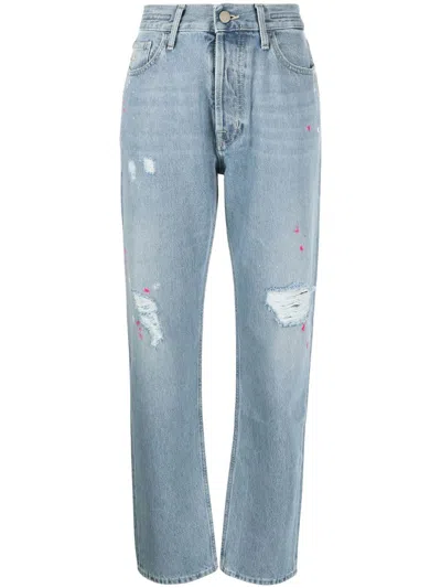 Jacob Cohen Gigi Paint Splatter Distressed Jeans In Blue