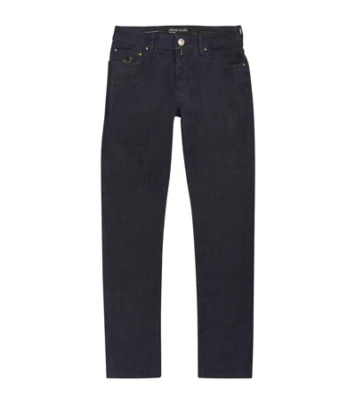 Jacob Cohen Gold-embroidered Bard Jeans In Navy