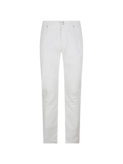 Jacob Cohen Gray Logo-patch Slim-fit Chino Trousers In White