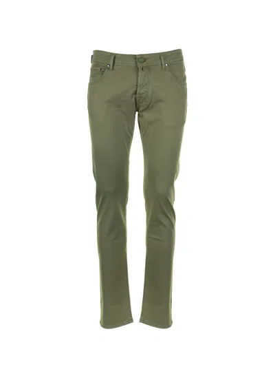 JACOB COHEN JACOB COHEN GREEN 5-POCKET TROUSERS IN COTTON