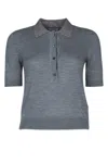 Jacob Cohen Studded Collar Short Sleeve Polo Shirt In Grey