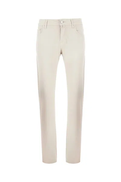 Jacob Cohen Grey Stretch Cotton Blend Pants In Pearl Grey