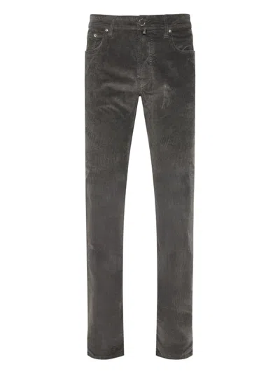 JACOB COHEN GREY VELVET-EFFECT TROUSERS JACOB COHEN