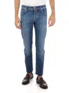 JACOB COHEN HANDCRAFTED SLIM FIT BLUE JEANS WITH PONY PATCH