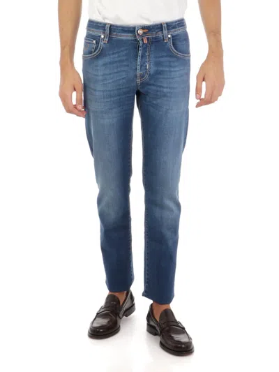 Jacob Cohen Handcrafted Slim Fit Blue Jeans With Pony Patch