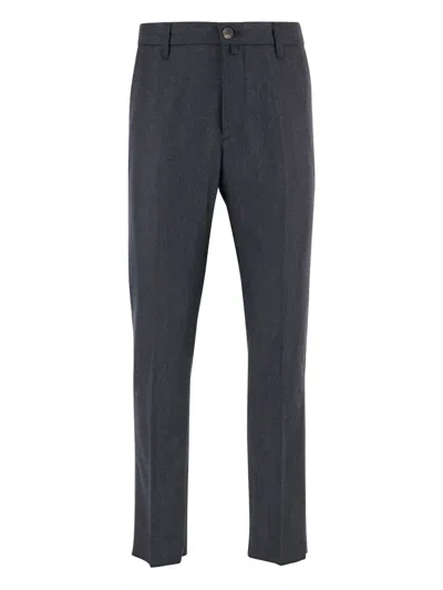 Jacob Cohen Herringbone-pattern Trousers In Blue