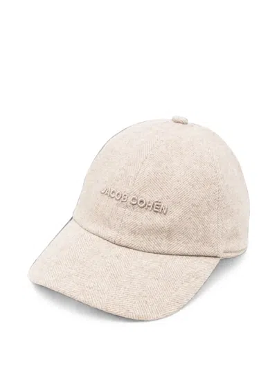 Jacob Cohen Herringbone-pattern Embroidered-logo Baseball Cap In Neutral