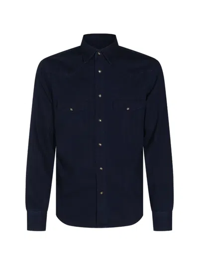 Jacob Cohen Herringbone-pattern Western Shirt In Blue