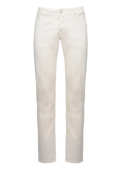 Jacob Cohen Ivory Nick Slim Cotton Pants In White