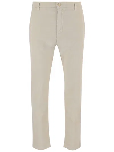 Jacob Cohen Ivory Stretch Cotton Velvet Straight-leg Pants In Neutral