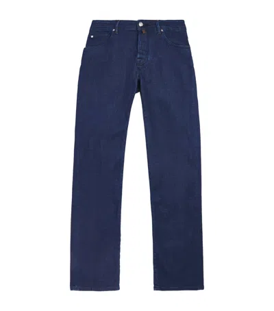 Jacob Cohen Jacob Cohën Crocodile Leather Patch Straight Jeans In Blue