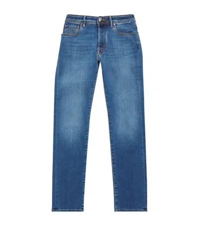 Jacob Cohen Jacob Cohën Crocodile Leather Patch Straight Jeans In Blue
