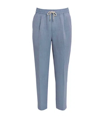 Jacob Cohen Jacob Cohën Linen Drawstring Straight Trousers In Blue