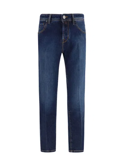 Jacob Cohen Blue Elastane Tapered Jeans In Multi