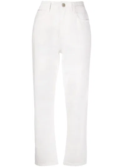 Jacob Cohen Cropped Jeans In Denim In Cream