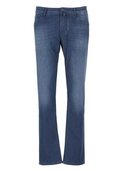 Jacob Cohen Straight Cotton Jeans Faded Wash In Blue