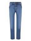 Jacob Cohen Stitched Denim Trousers Featuring Belt Loops In Blue