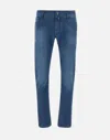 Jacob Cohen Slim Stretch Denim Trousers With 17cm Leg In Blue