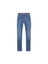 Jacob Cohen Denim Trousers With Belt Loops And Contrast Stitching In Blue