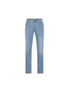 Jacob Cohen Denim Trousers With Belt Loops And Contrast Stitching In Blue