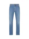 Jacob Cohen Denim Trousers With Belt Loops And Contrast Stitching In Blue