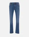 Jacob Cohen Blue Jeans With Logo Patch On The Back In Blue