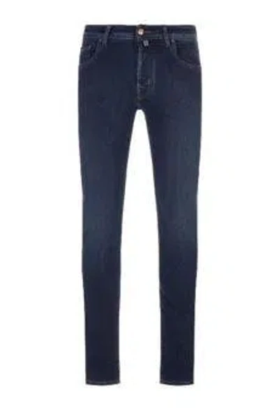 Jacob Cohen Navy Blue Cotton Blend Mid-rise Jeans