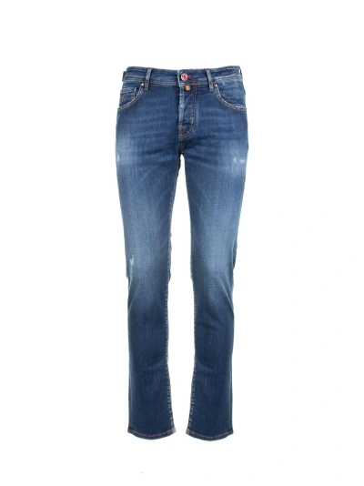 Jacob Cohen Jeans In Blue Denim With Small Tears In Blu Intermedio
