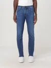Jacob Cohen Blue Slim Five Pockets Jeans With Logo Patch In Denim