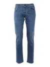 Jacob Cohen Denim Trousers With Belt Loops And Contrast Stitching In Multicolor