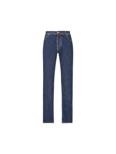 Jacob Cohen Logo Patch Slin In Blue
