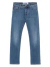 Jacob Cohen Tailored Blue Cotton Blend Jeans With Subtle Fade In Blue